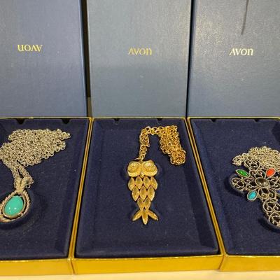 3 Avon necklaces in boxes