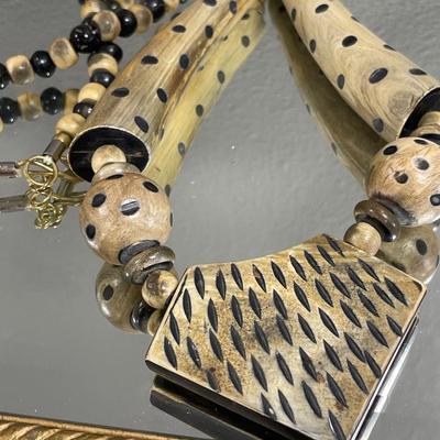 Leopard print and shell necklace