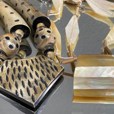 Leopard print and shell necklace