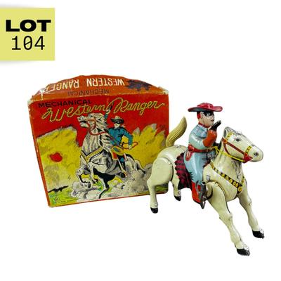 Vintage Tin Litho | Mechanical Western Ranger