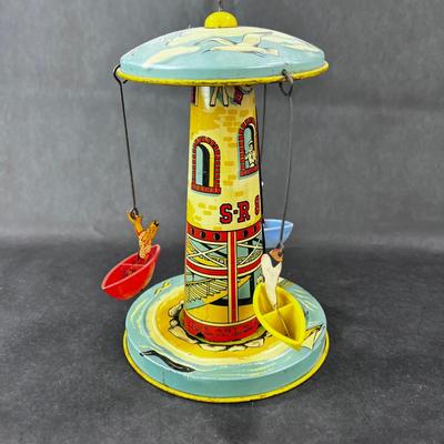 Vintage Tin Litho | Sail Way Carousel | Unique Art