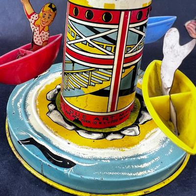 Vintage Tin Litho | Sail Way Carousel | Unique Art