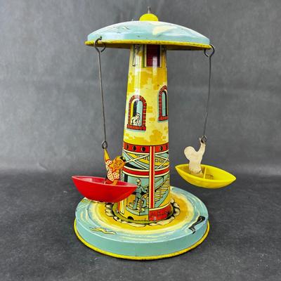 Vintage Tin Litho | Sail Way Carousel | Unique Art