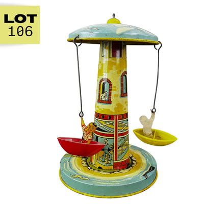 Vintage Tin Litho | Sail Way Carousel | Unique Art