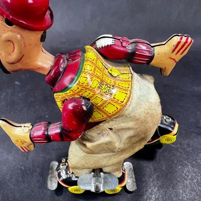 Vintage Tin Litho | Hobo Clown Skating | TPS