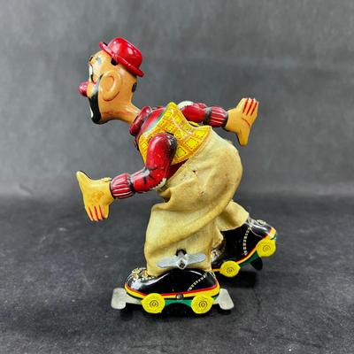 Vintage Tin Litho | Hobo Clown Skating | TPS