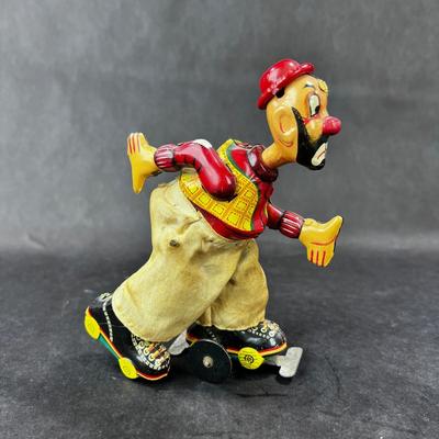 Vintage Tin Litho | Hobo Clown Skating | TPS