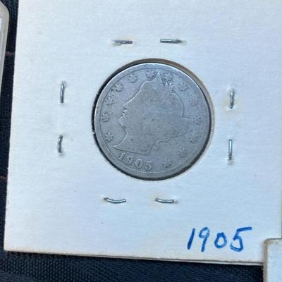 8-Coin Liberty Head "V" Nickel Lot w/ TRIPLE 1905 – 1889 to 1911 – 3 in Hard Cases – Heirloom Set!