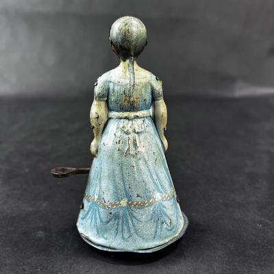 Antique Tin Litho | Wind-Up Walking Woman | Heinrich Fisher