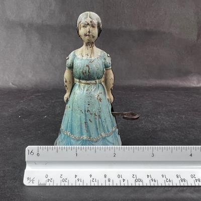 Antique Tin Litho | Wind-Up Walking Woman | Heinrich Fisher