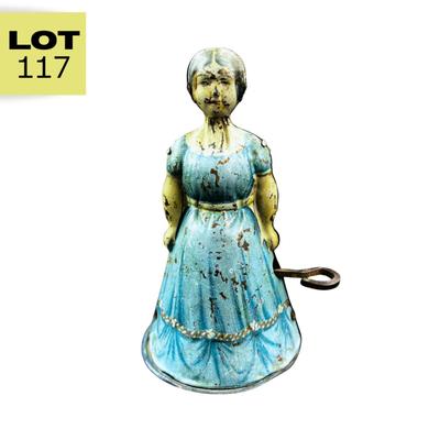 Antique Tin Litho | Wind-Up Walking Woman | Heinrich Fisher