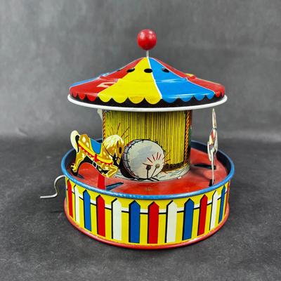 Vintage Tin Litho | Hand Crank Merry-Go-Round
