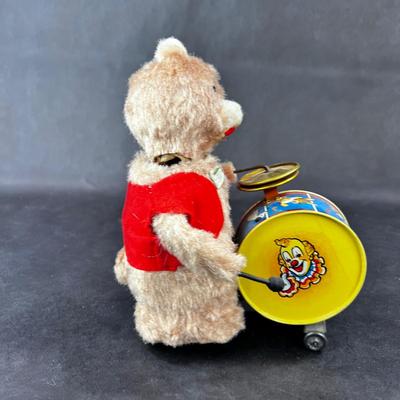 Vintage Wind-Up | Plush Bear w/ Drum and Cymbals | Japan