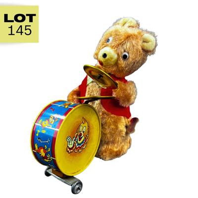 Vintage Wind-Up | Plush Bear w/ Drum and Cymbals | Japan