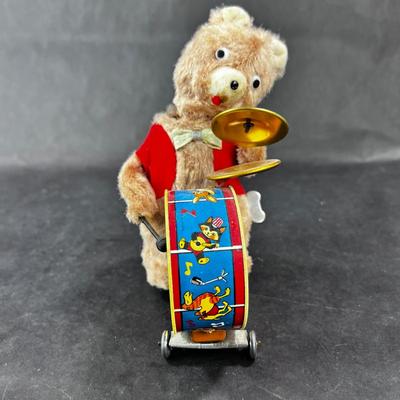 Vintage Wind-Up | Plush Bear w/ Drum and Cymbals | Japan