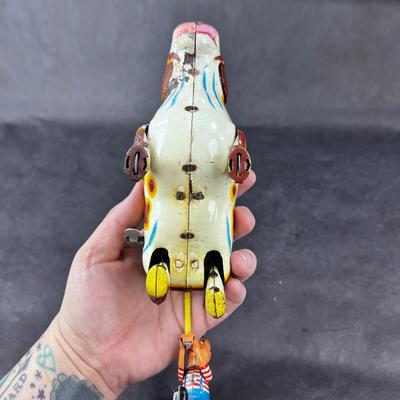Vintage Wind-Up | Wild Roaring Bull and Boy | Mikuni