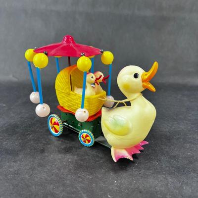 Vintage Celluloid and Tin Wind-Up | Duck and Carriage
