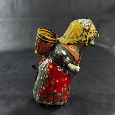 Antique Tin Wind-Up | Woman with Basket | DRGM