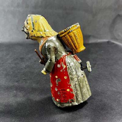 Antique Tin Wind-Up | Woman with Basket | DRGM