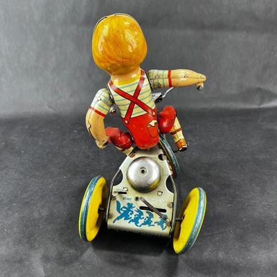 Vintage Tin Litho | Kiddy Cyclist | Unique Art Mfg