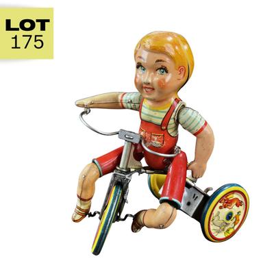 Vintage Tin Litho | Kiddy Cyclist | Unique Art Mfg