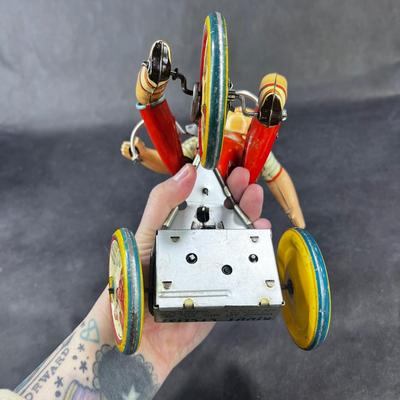 Vintage Tin Litho | Kiddy Cyclist | Unique Art Mfg