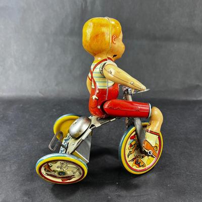 Vintage Tin Litho | Kiddy Cyclist | Unique Art Mfg