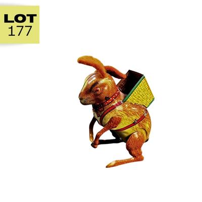 Vintage Tin Litho | Hopping Bunny with Basket | US Zone Germany