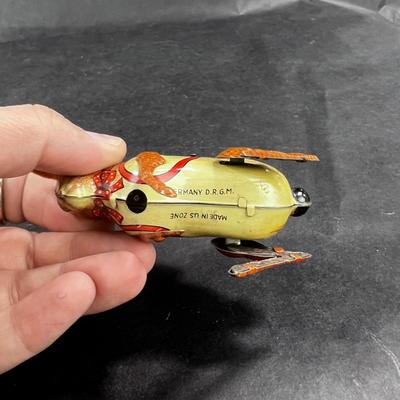 Vintage Tin Litho | Hopping Bunny with Basket | US Zone Germany