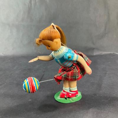Vintage Wind-Up | Girl Bouncing Ball
