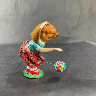 Vintage Wind-Up | Girl Bouncing Ball