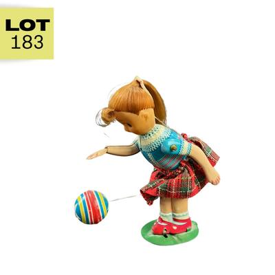 Vintage Wind-Up | Girl Bouncing Ball