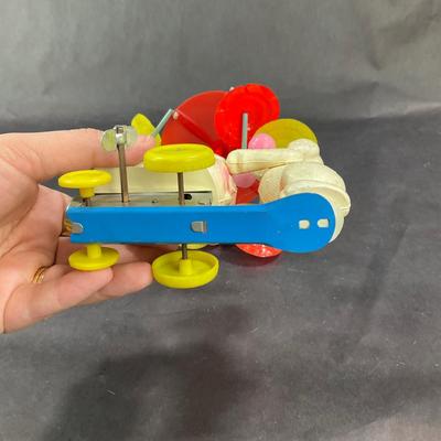 Vintage Celluloid and Tin | Poodle Pushing Carriage