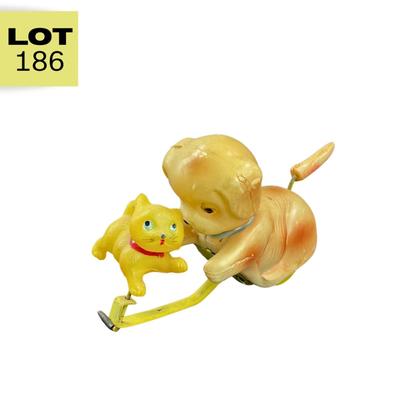 Vintage Celluloid Wind-Up | Dog and Cat at Play