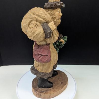 Vintage Wood World Santa Figurine Resin Bag