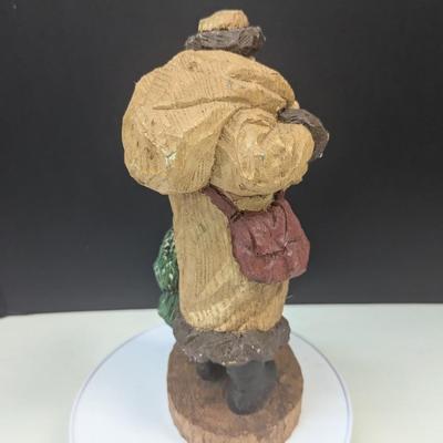 Vintage Wood World Santa Figurine Resin Bag