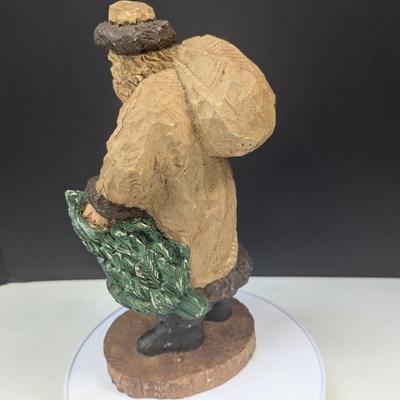 Vintage Wood World Santa Figurine Resin Bag