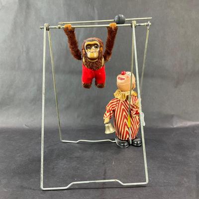 Vintage Wind Up | Clown and Monkey Trapeze