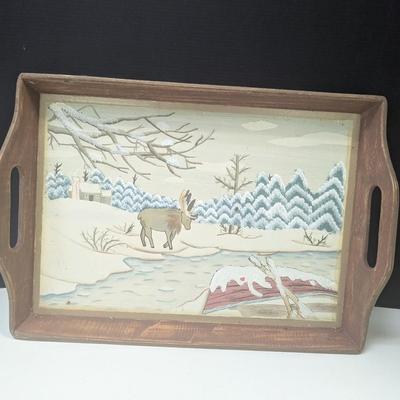 Vintage Wooden Christmas Tray