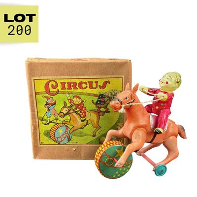 Vintage Celluloid Wind-Up | Circus Boy on Horse