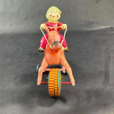 Vintage Celluloid Wind-Up | Circus Boy on Horse