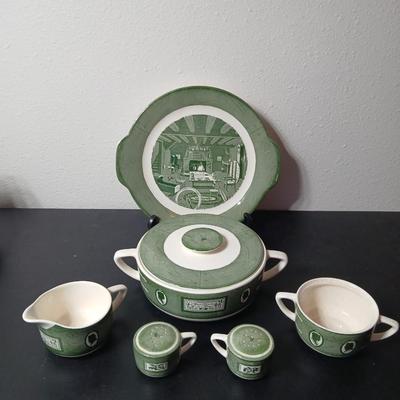 MCM 1950's Colonial Homestead dinnerware serve ware by Royal China, covered casserole dish, handled platter, salt & pepper and...