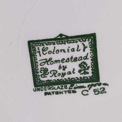 MCM 1950's Colonial Homestead dinnerware serve ware by Royal China, covered casserole dish, handled platter, salt & pepper and...