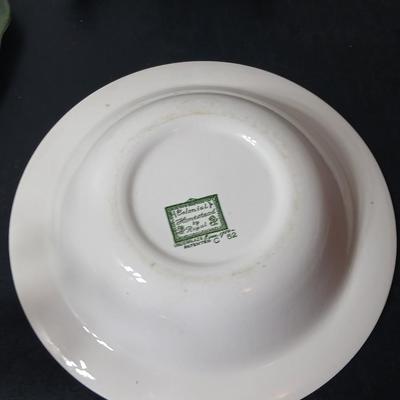 MCM 1950's Colonial Homestead dinnerware serve ware by Royal China, Large vegetable / serving bowls with two gravy boats with...