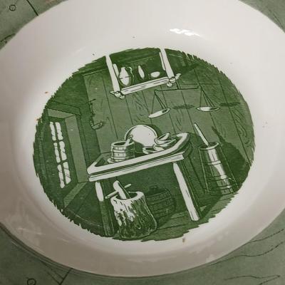 MCM 1950's Colonial Homestead dinnerware serve ware by Royal China, Large vegetable / serving bowls with two gravy boats with...