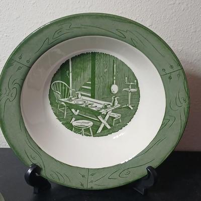 MCM 1950's Colonial Homestead dinnerware serve ware by Royal China, Large vegetable / serving bowls with two gravy boats with...