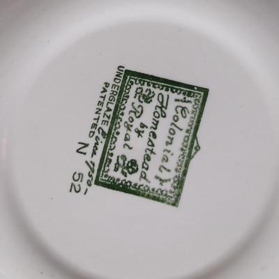 MCM 1950's Colonial Homestead dinnerware serve ware by Royal China, Large vegetable / serving bowls with two gravy boats with...