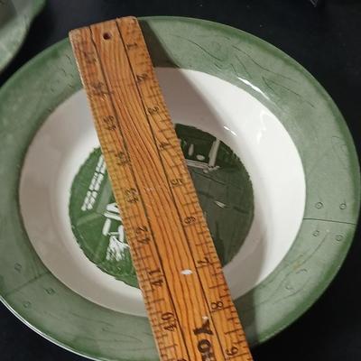 MCM 1950's Colonial Homestead dinnerware serve ware by Royal China, Large vegetable / serving bowls with two gravy boats with...