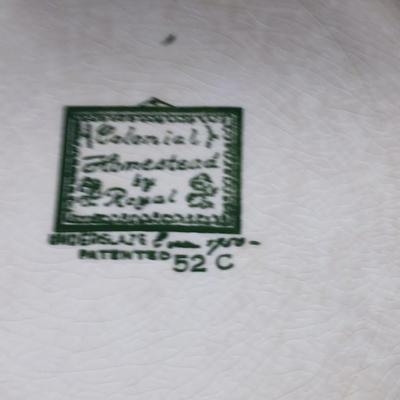 MCM 1950's Colonial Homestead dinnerware serve ware by Royal China, Complete serving set for 4