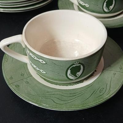 MCM 1950's Colonial Homestead dinnerware serve ware by Royal China, Complete serving set for 4